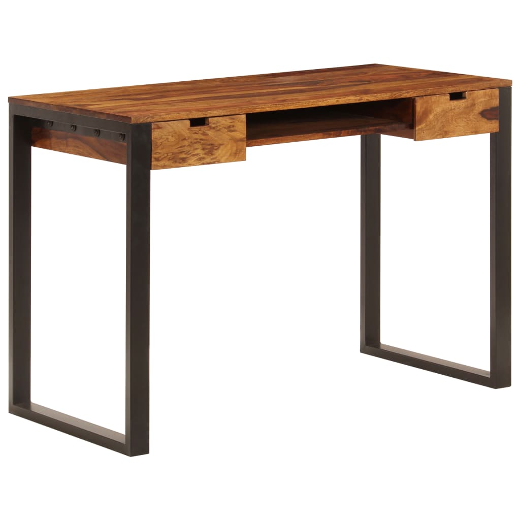 skrivebord massivt akacietræ og stål 110 x 55 x 78 cm