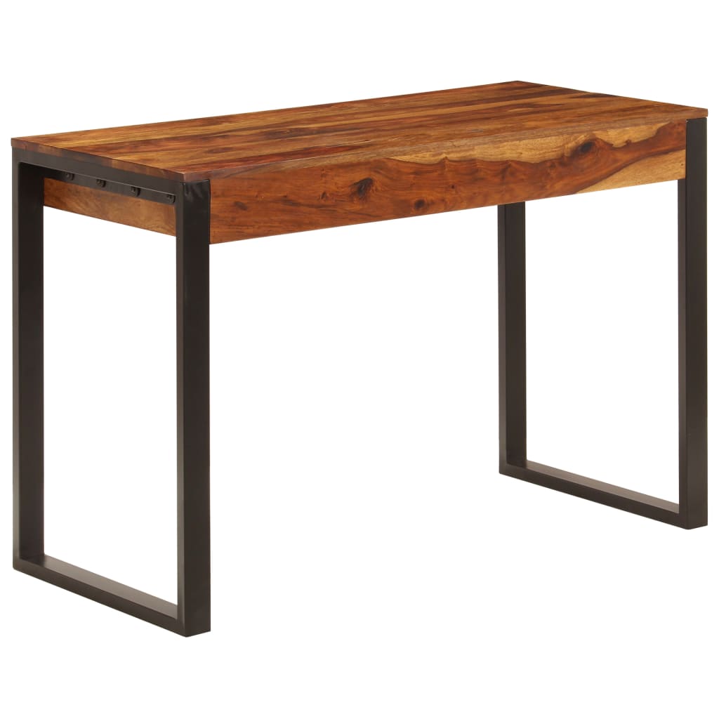 skrivebord massivt akacietræ og stål 110 x 55 x 78 cm