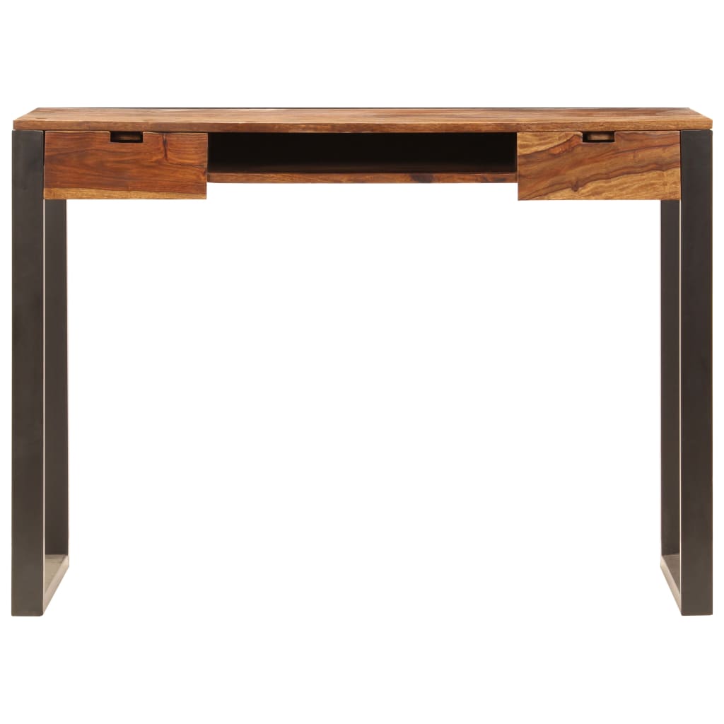 skrivebord massivt akacietræ og stål 110 x 55 x 78 cm