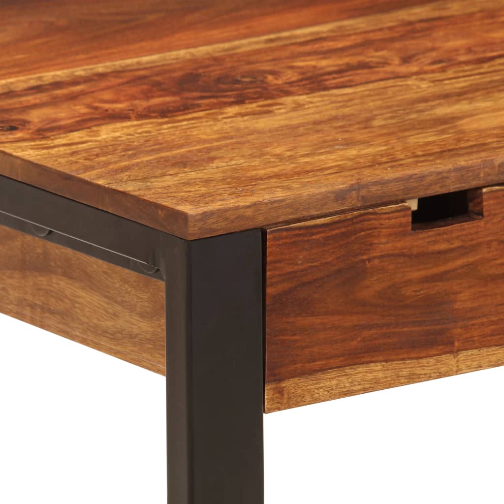 skrivebord massivt akacietræ og stål 110 x 55 x 78 cm