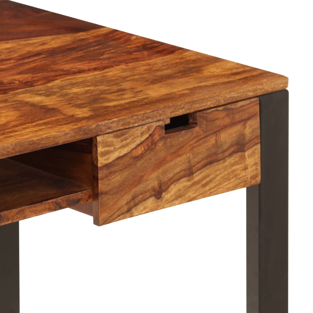 skrivebord massivt akacietræ og stål 110 x 55 x 78 cm