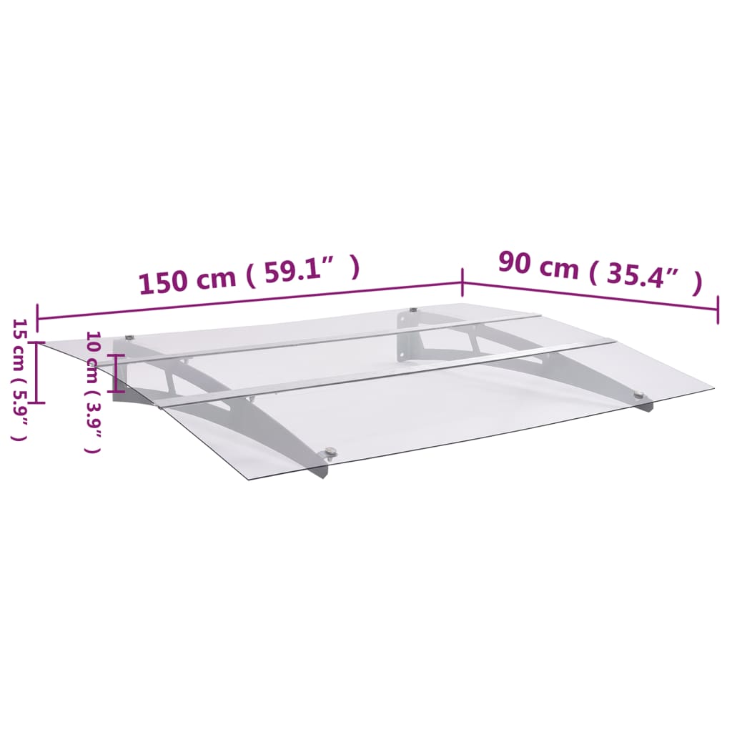dørudhæng 150x90 cm PET sølvfarvet og transparent