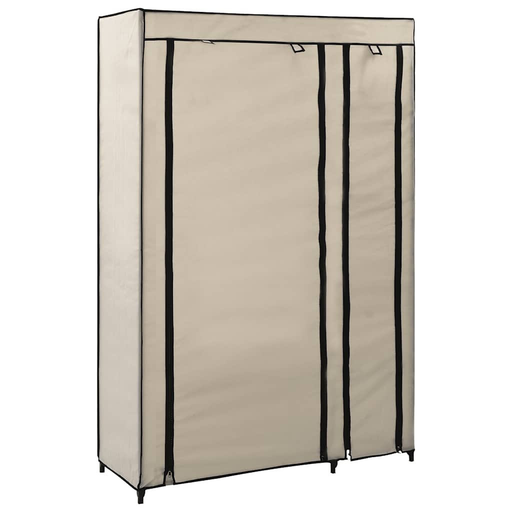 foldbart klædeskab 110 x 45 x 175 cm stof cremefarvet