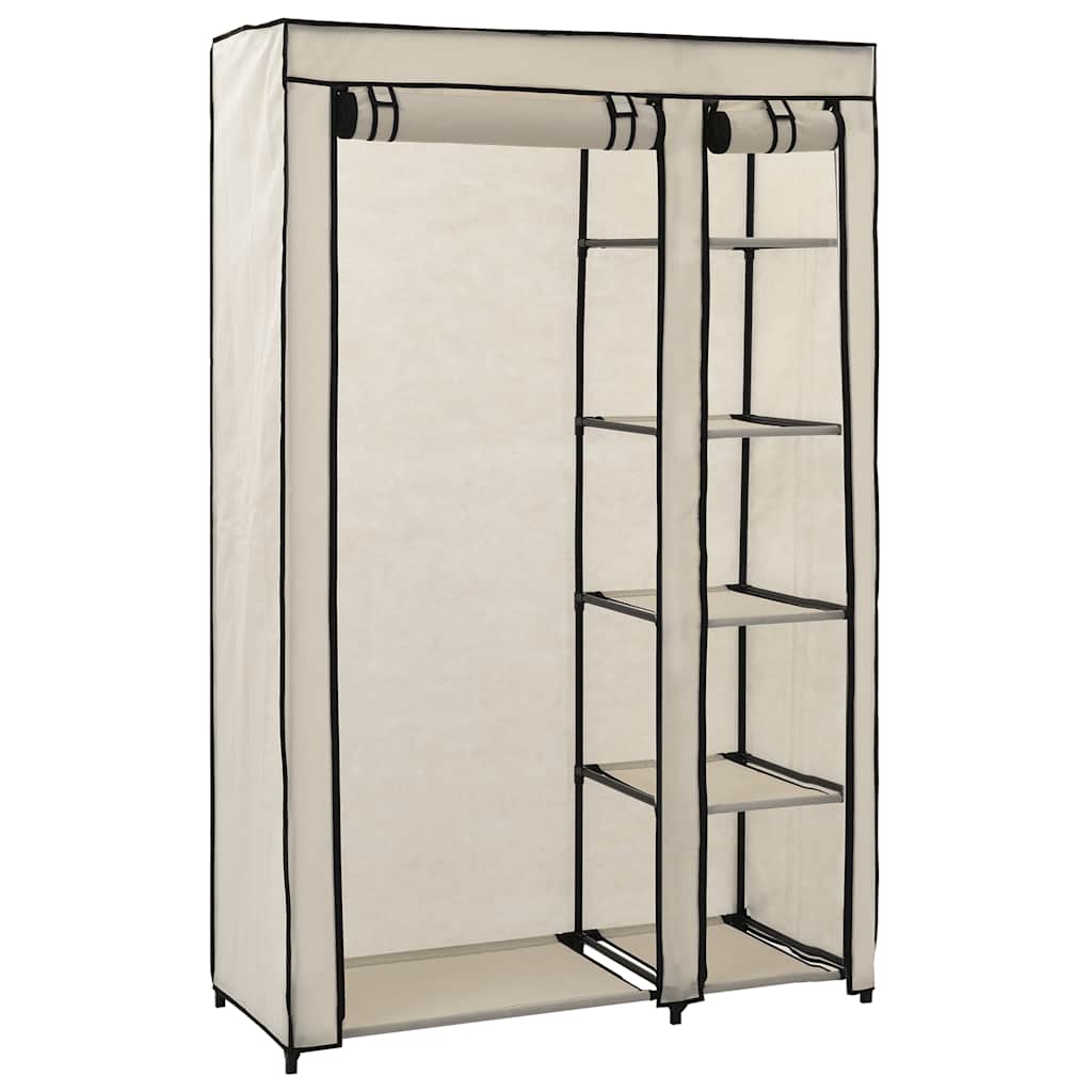 foldbart klædeskab 110 x 45 x 175 cm stof cremefarvet