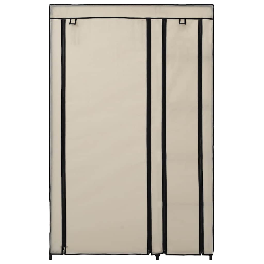 foldbart klædeskab 110 x 45 x 175 cm stof cremefarvet