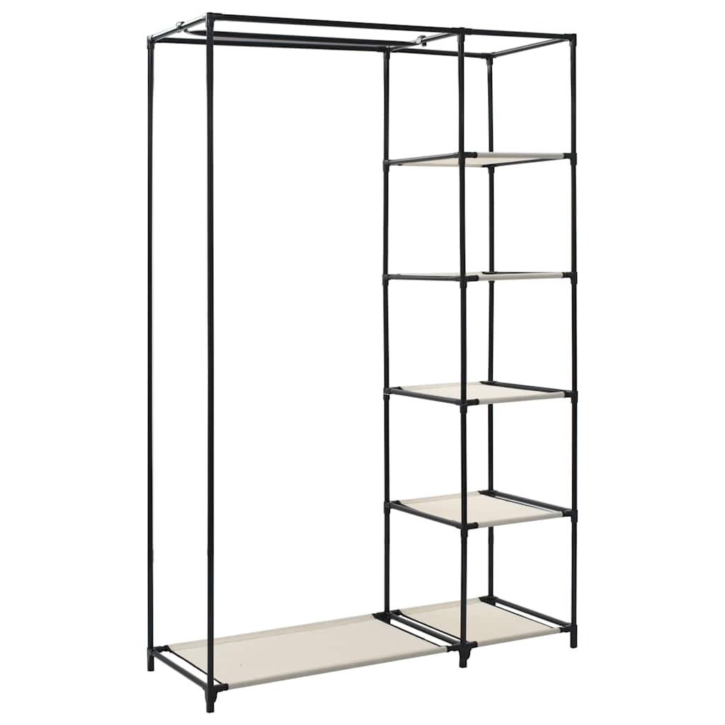 foldbart klædeskab 110 x 45 x 175 cm stof cremefarvet