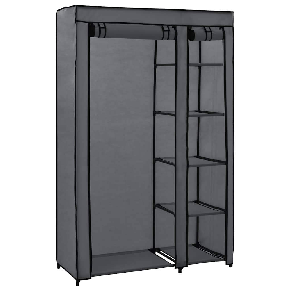 foldbart klædeskab 110 x 45 x 175 cm stof grå
