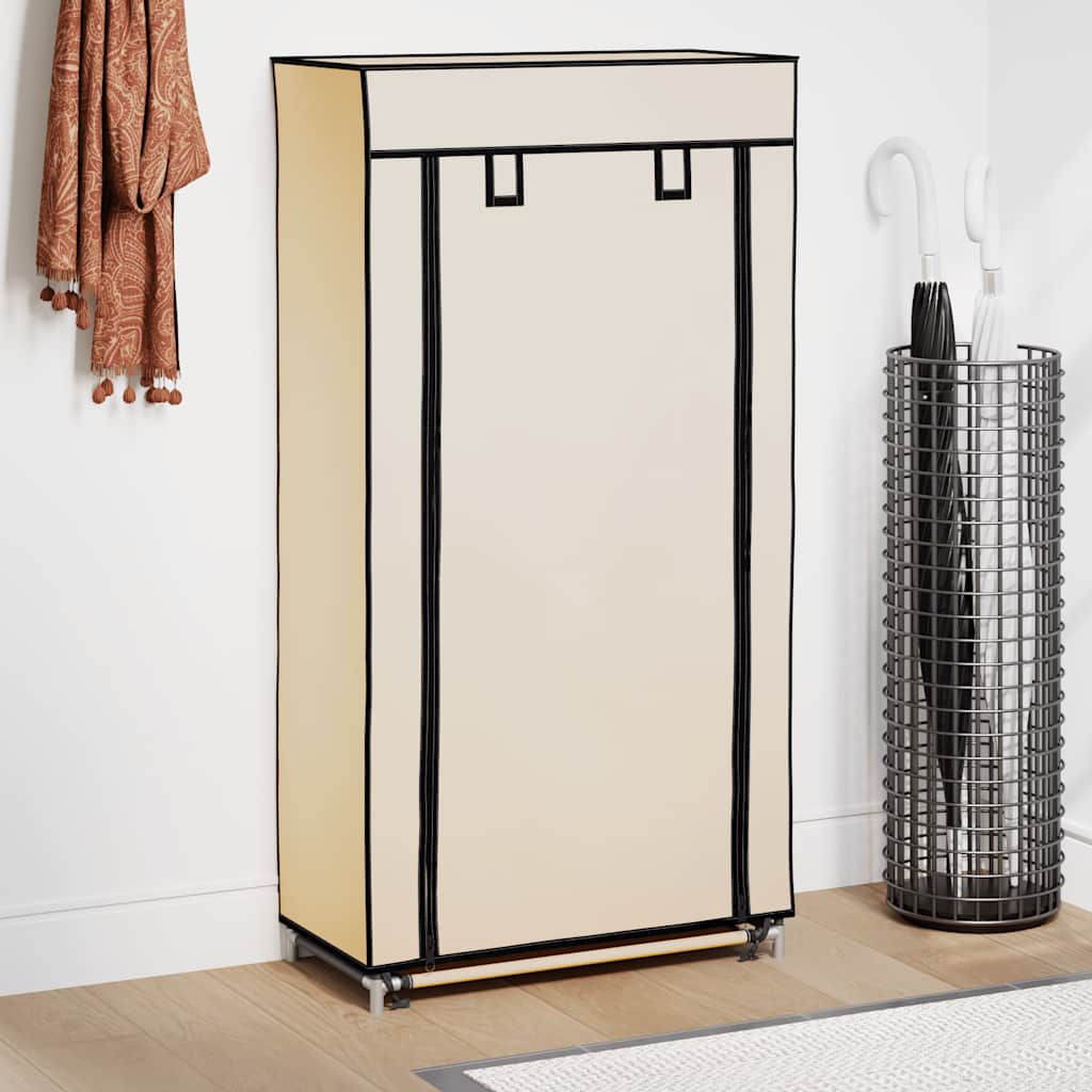 skoskab med overtræk 58x28x106 cm stof cremefarvet