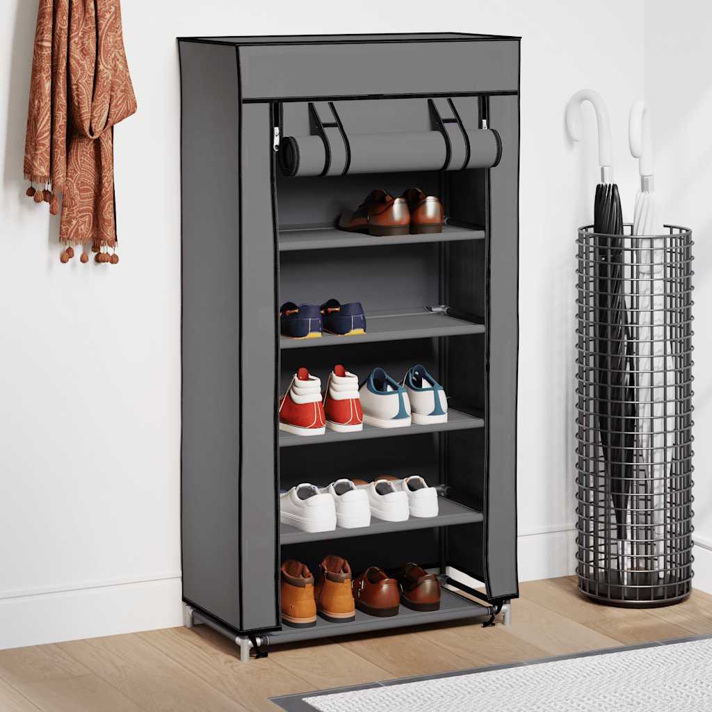 skoskab med overtræk 58 x 28 x 106 cm stof grå