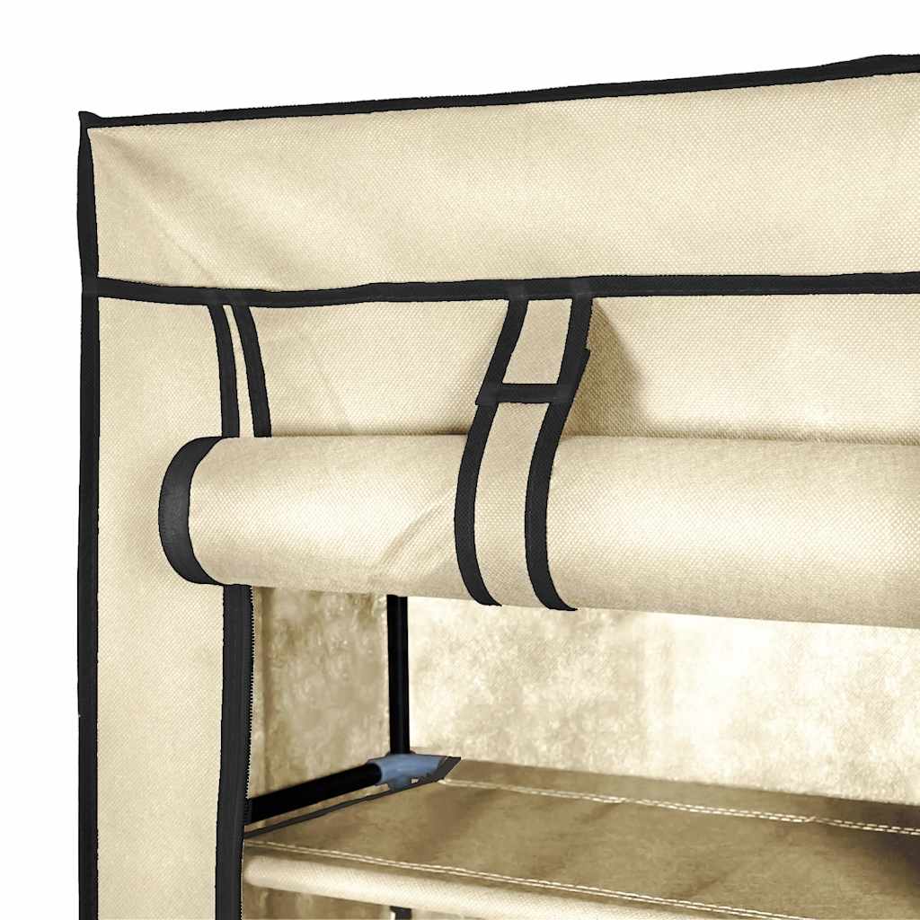 skoskab med overtræk 57 x 29 x 162 cm stof cremefarvet