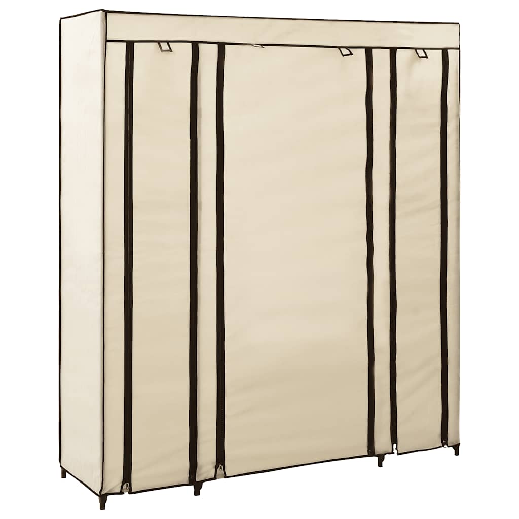 klædeskab med rum og stænger cremefarvet 150 x 45 x 176 cm stof