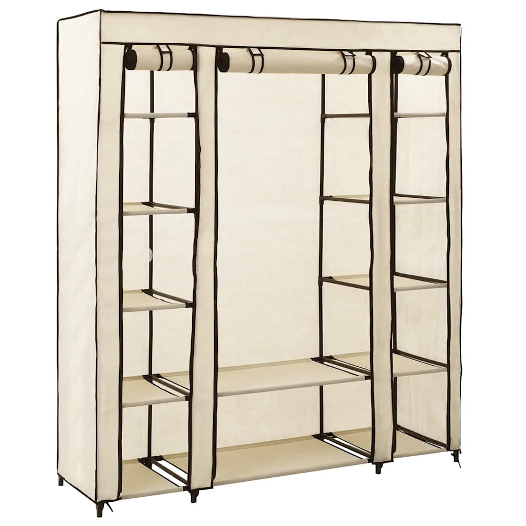 klædeskab med rum og stænger cremefarvet 150 x 45 x 176 cm stof
