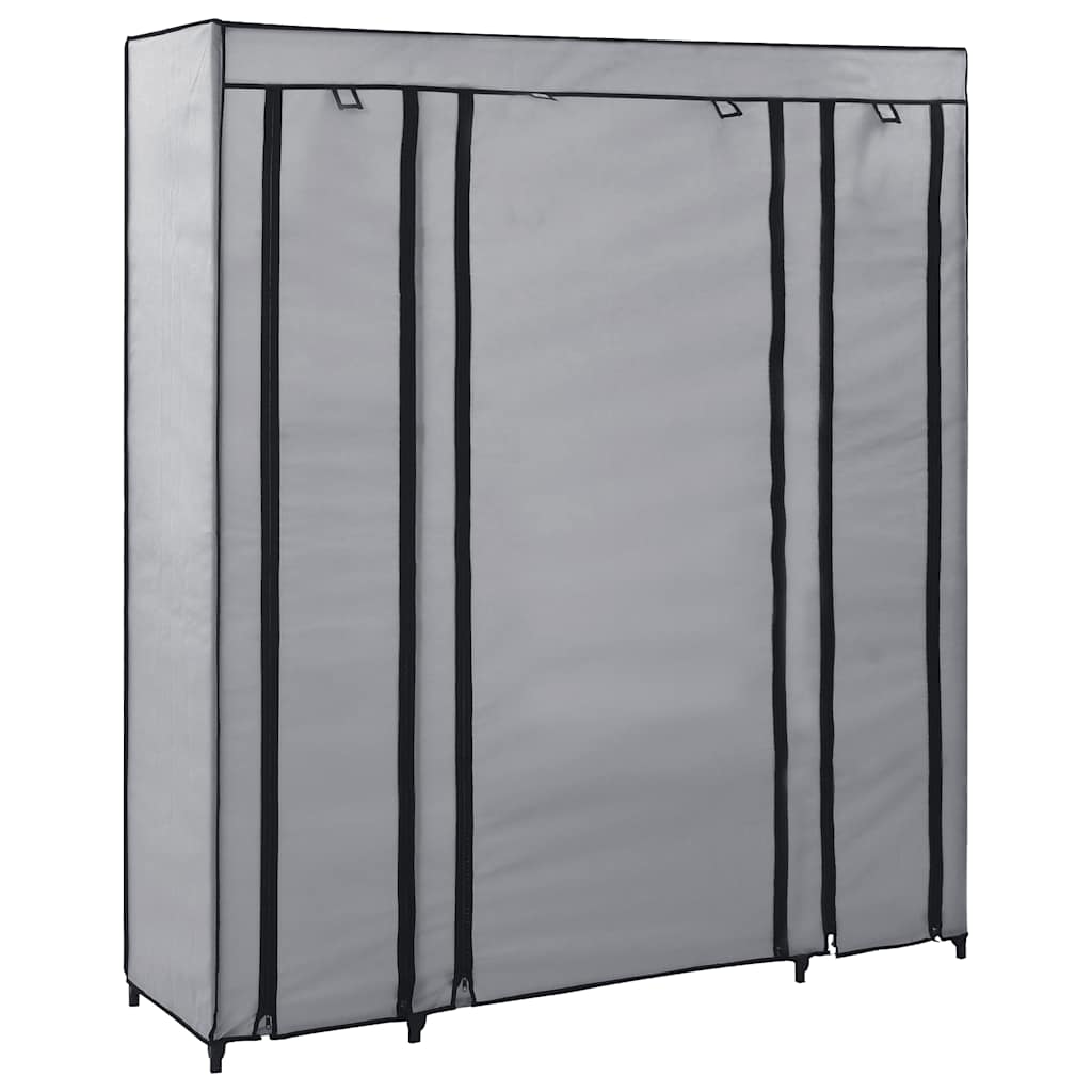 klædeskab med rum og stænger 150 x 45 x 176 cm stof grå
