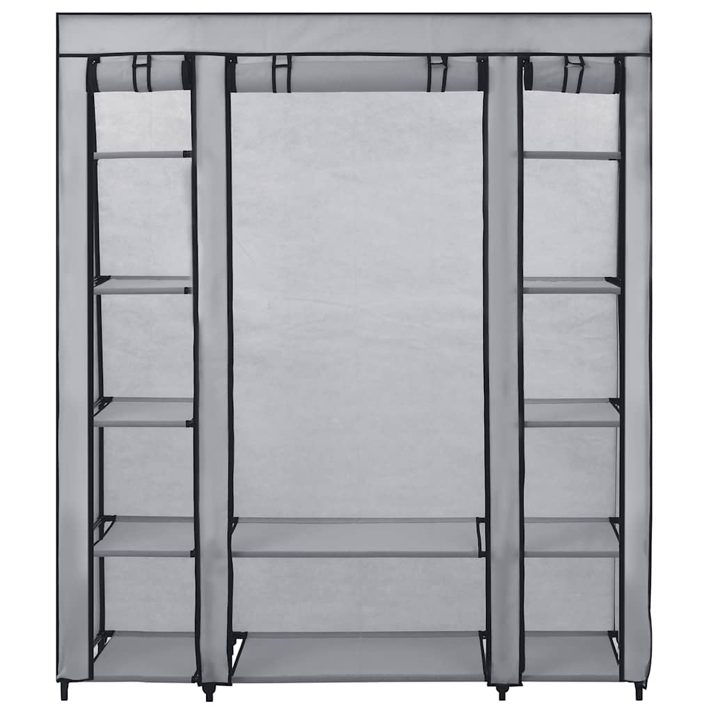 klædeskab med rum og stænger 150 x 45 x 176 cm stof grå