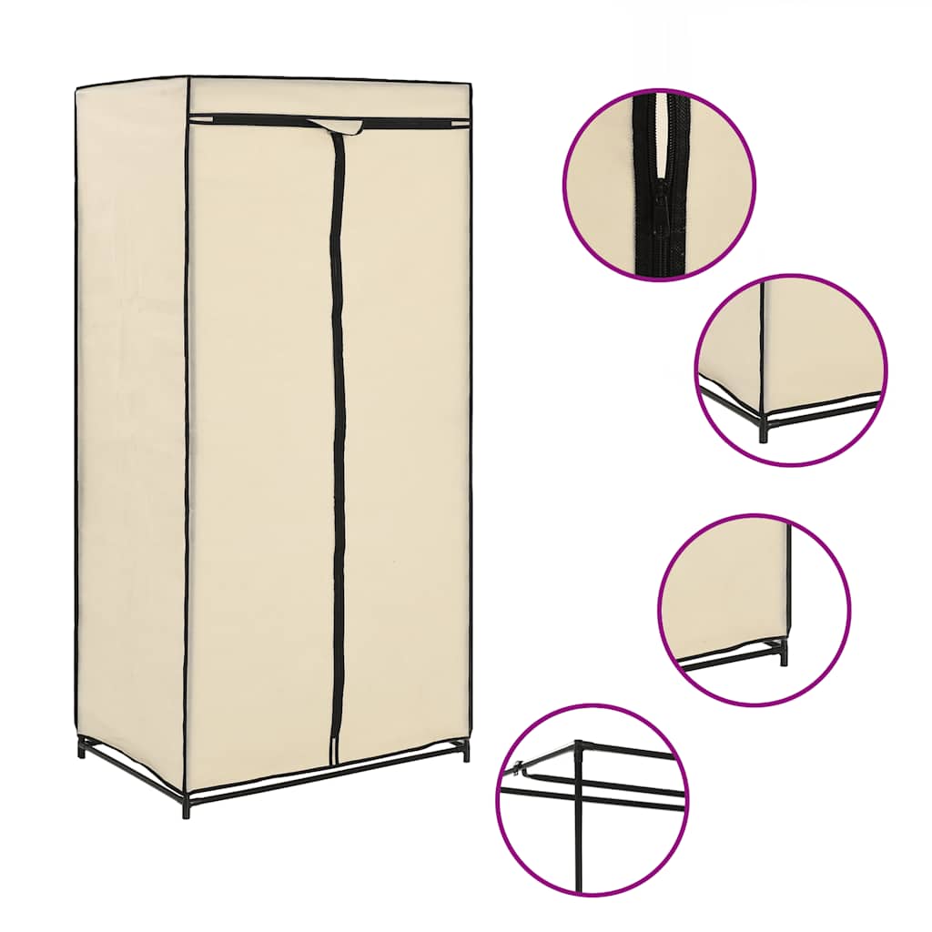 klædeskab 75x50x160 cm cremefarvet