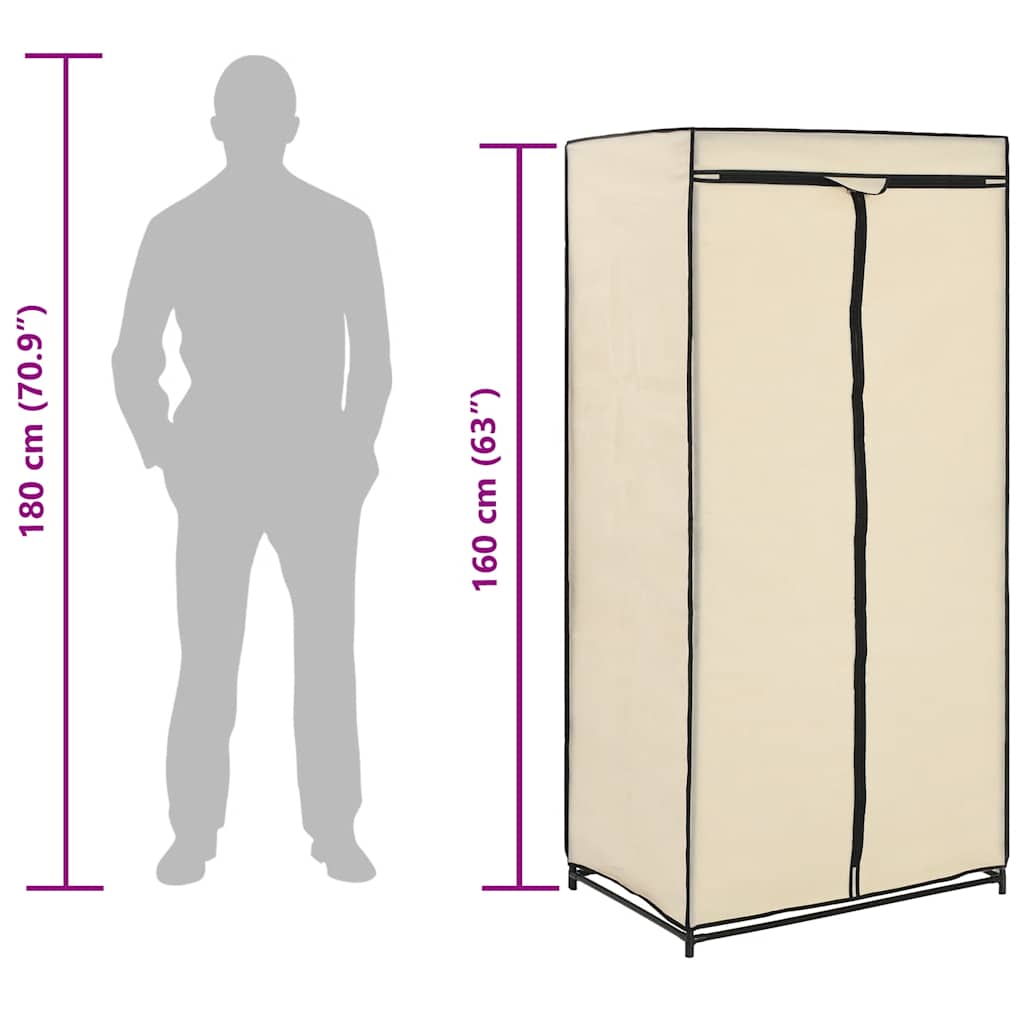 klædeskab 75x50x160 cm cremefarvet