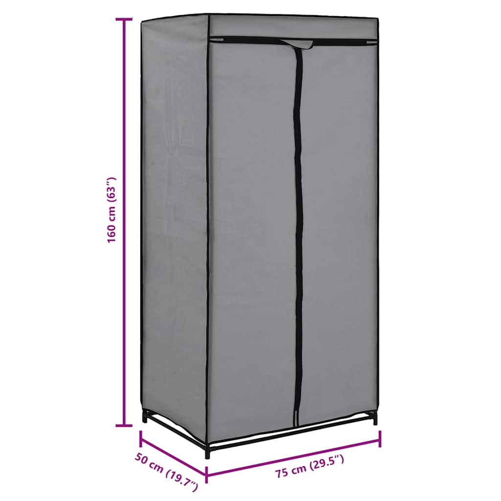 klædeskab 75 x 50 x 160 cm grå