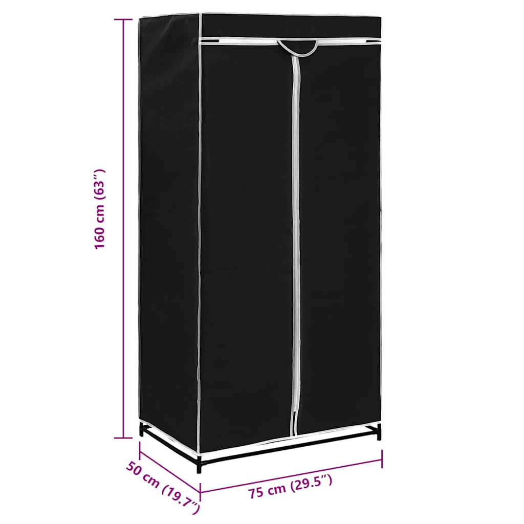 klædeskab 2 stk. 75 x 50 x 160 cm sort