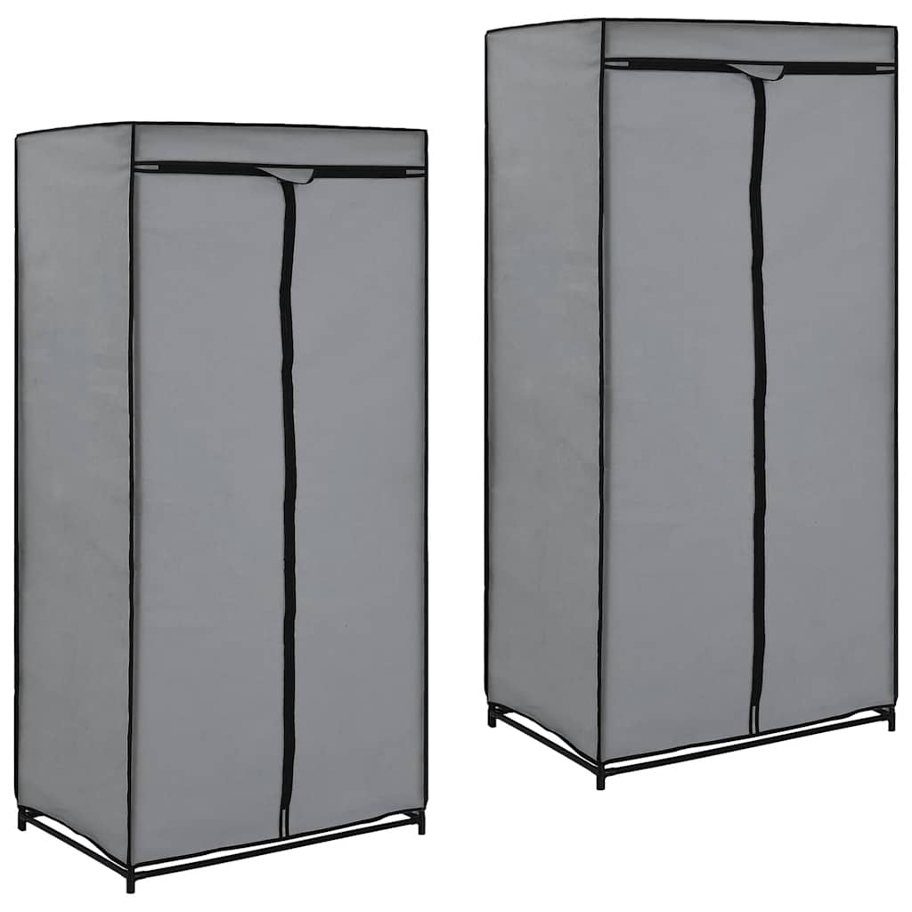klædeskab 2 stk. 75 x 50 x 160 cm grå
