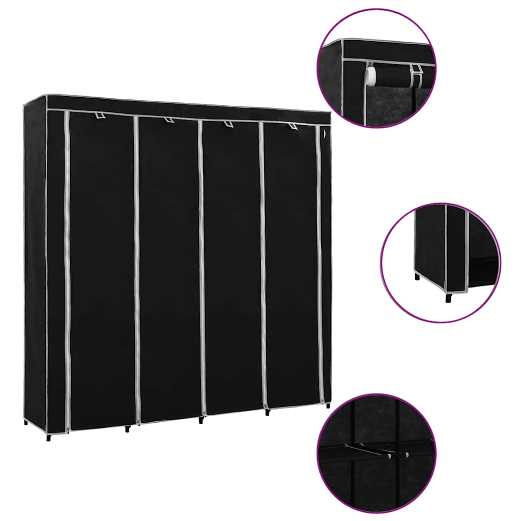 klædeskab med 4 rum 175 x 45 x 170 cm sort