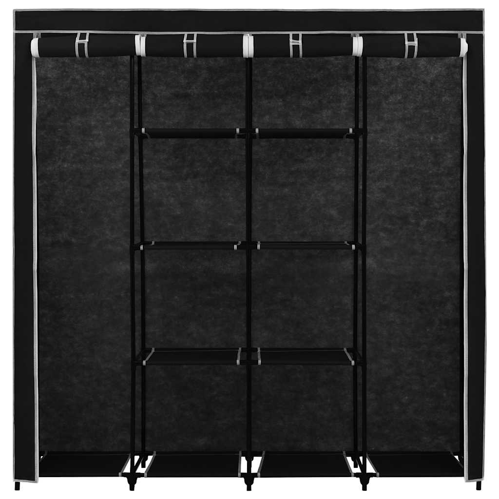klædeskab med 4 rum 175 x 45 x 170 cm sort