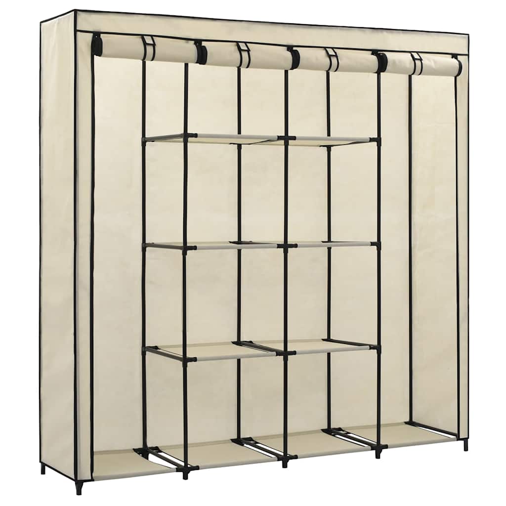 klædeskab med 4 rum 175x45x170 cm cremefarvet