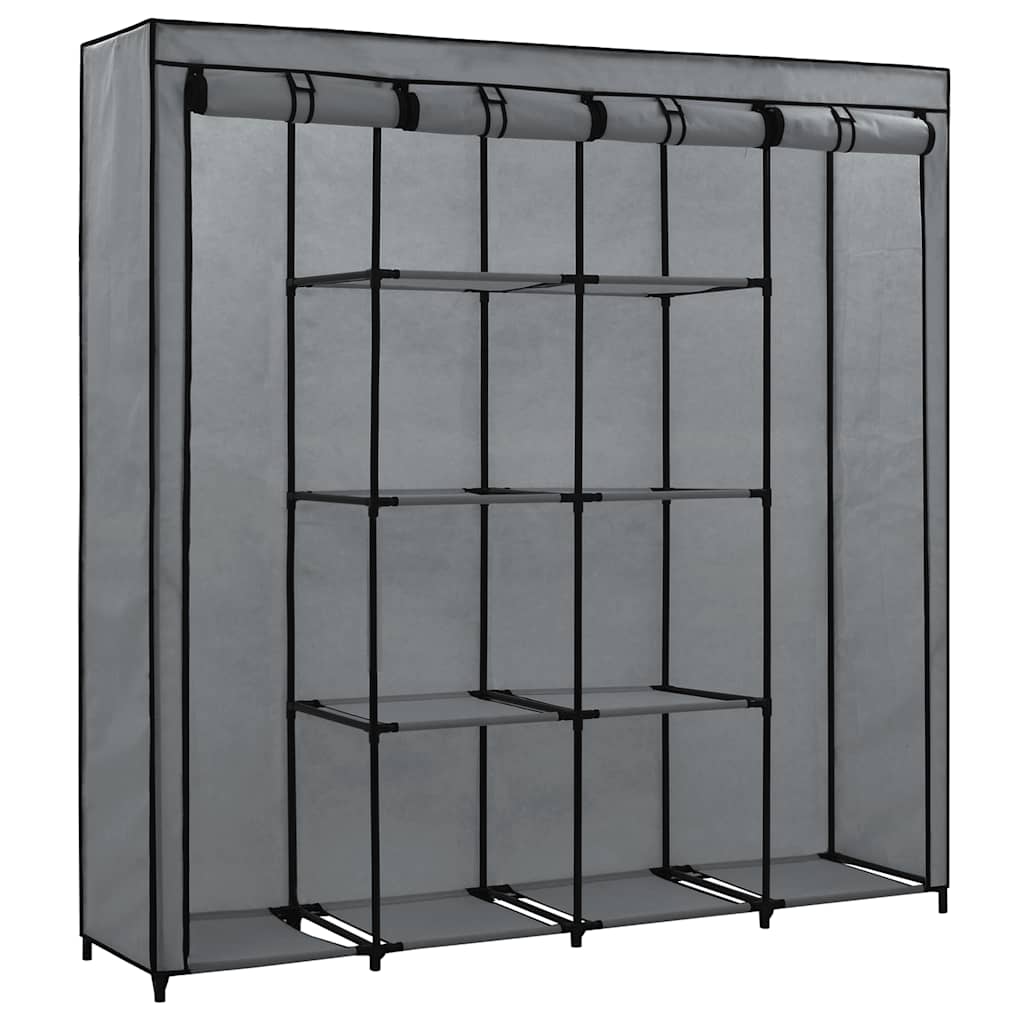 klædeskab med 4 rum 175 x 45 x 170 cm grå