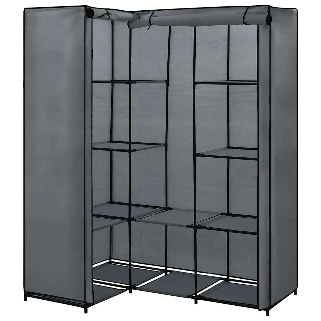 hjørneklædeskab 130 x 87 x 169 cm grå