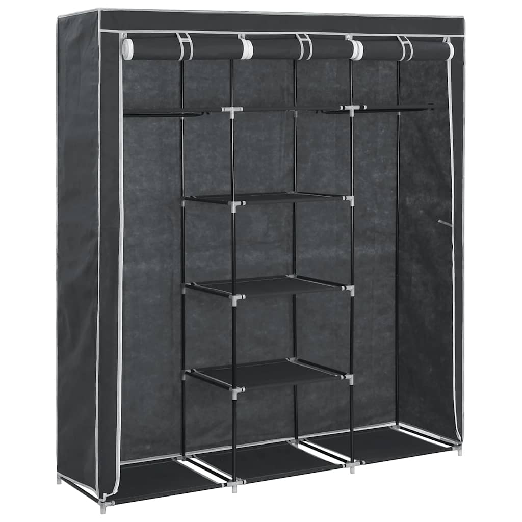 klædeskab med rum og tøjstænger 150 x 45 x 175 cm stof sort