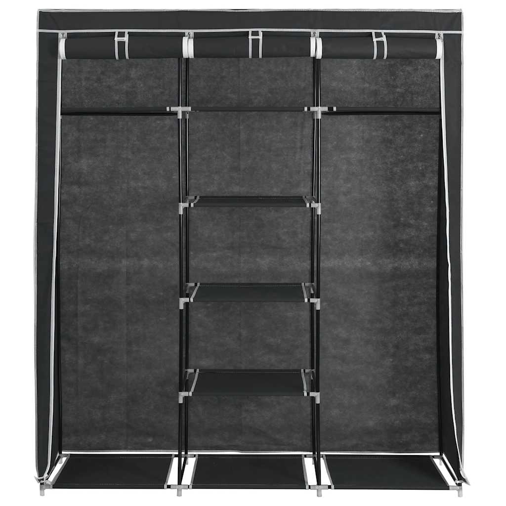 klædeskab med rum og tøjstænger 150 x 45 x 175 cm stof sort