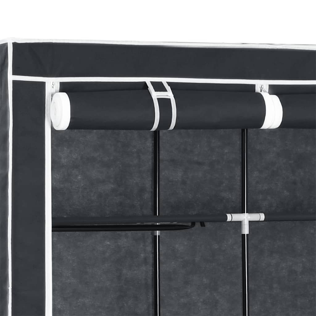 klædeskab med rum og tøjstænger 150 x 45 x 175 cm stof sort