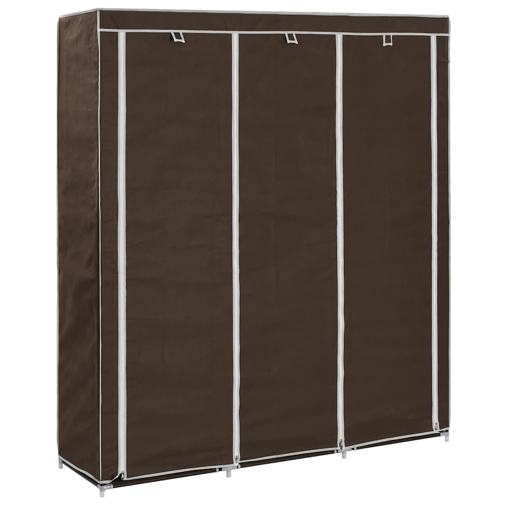 klædeskab med rum og tøjstang 150 x 45 x 175 cm stof brun