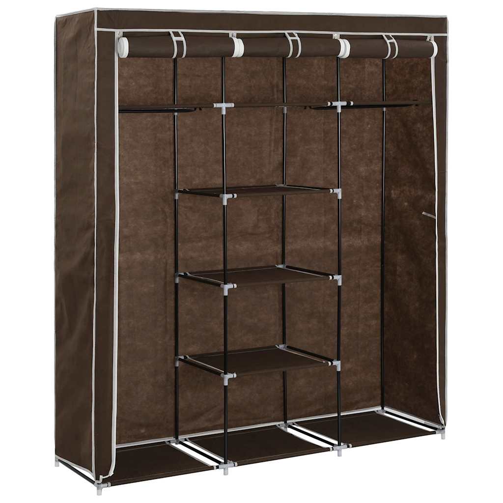 klædeskab med rum og tøjstang 150 x 45 x 175 cm stof brun