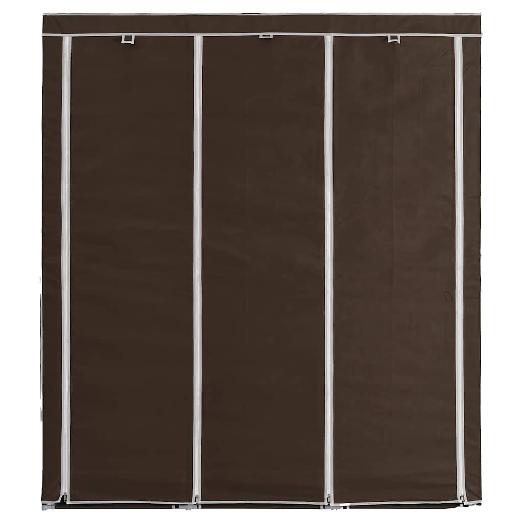 klædeskab med rum og tøjstang 150 x 45 x 175 cm stof brun