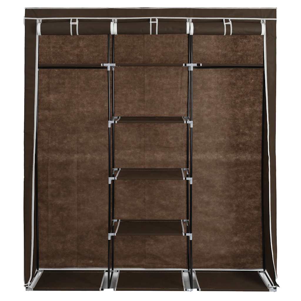 klædeskab med rum og tøjstang 150 x 45 x 175 cm stof brun