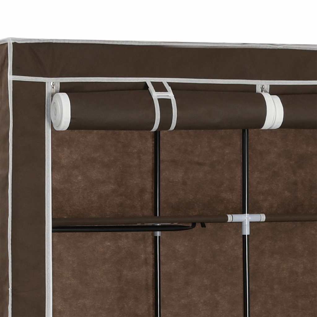 klædeskab med rum og tøjstang 150 x 45 x 175 cm stof brun