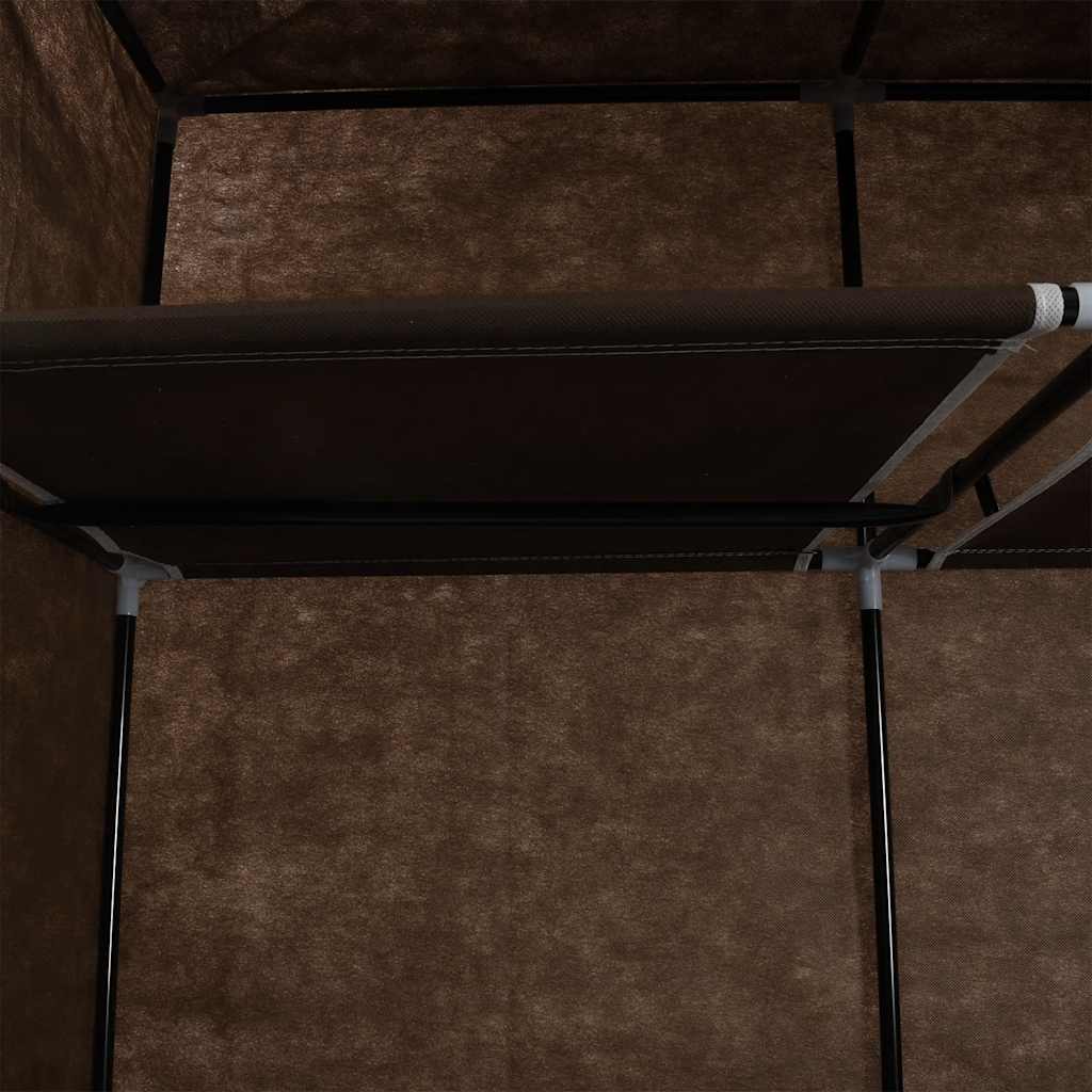 klædeskab med rum og tøjstang 150 x 45 x 175 cm stof brun