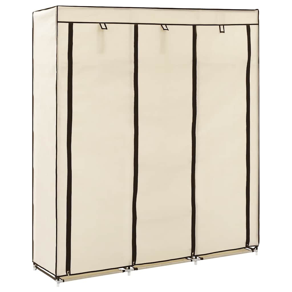 klædeskab med rum og tøjstænger 150 x 45 x 175 cm stof creme