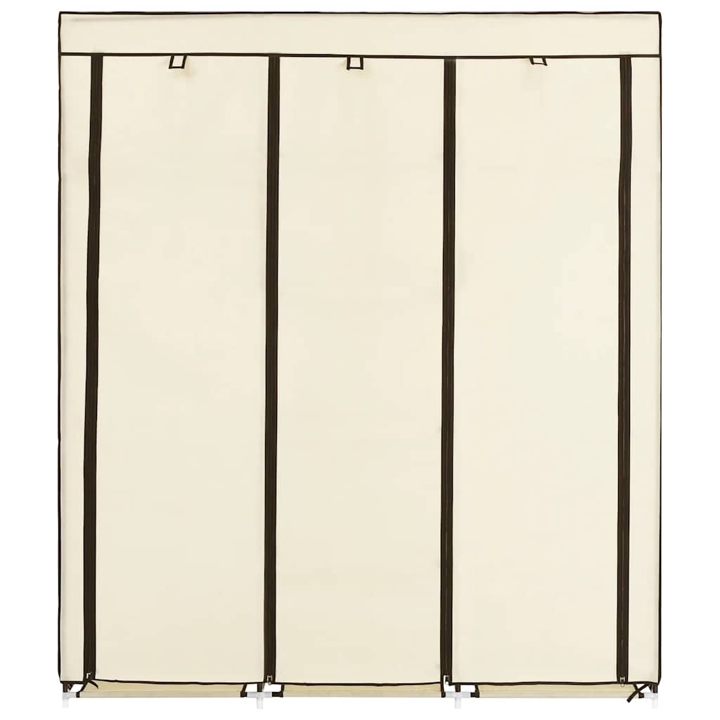 klædeskab med rum og tøjstænger 150 x 45 x 175 cm stof creme