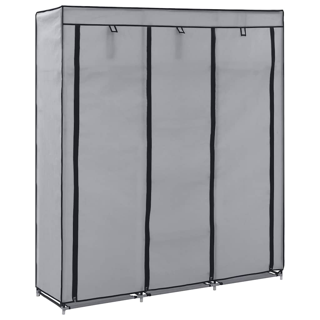 klædeskab med rum og tøjstænger 150 x 45 x 175 cm stof grå
