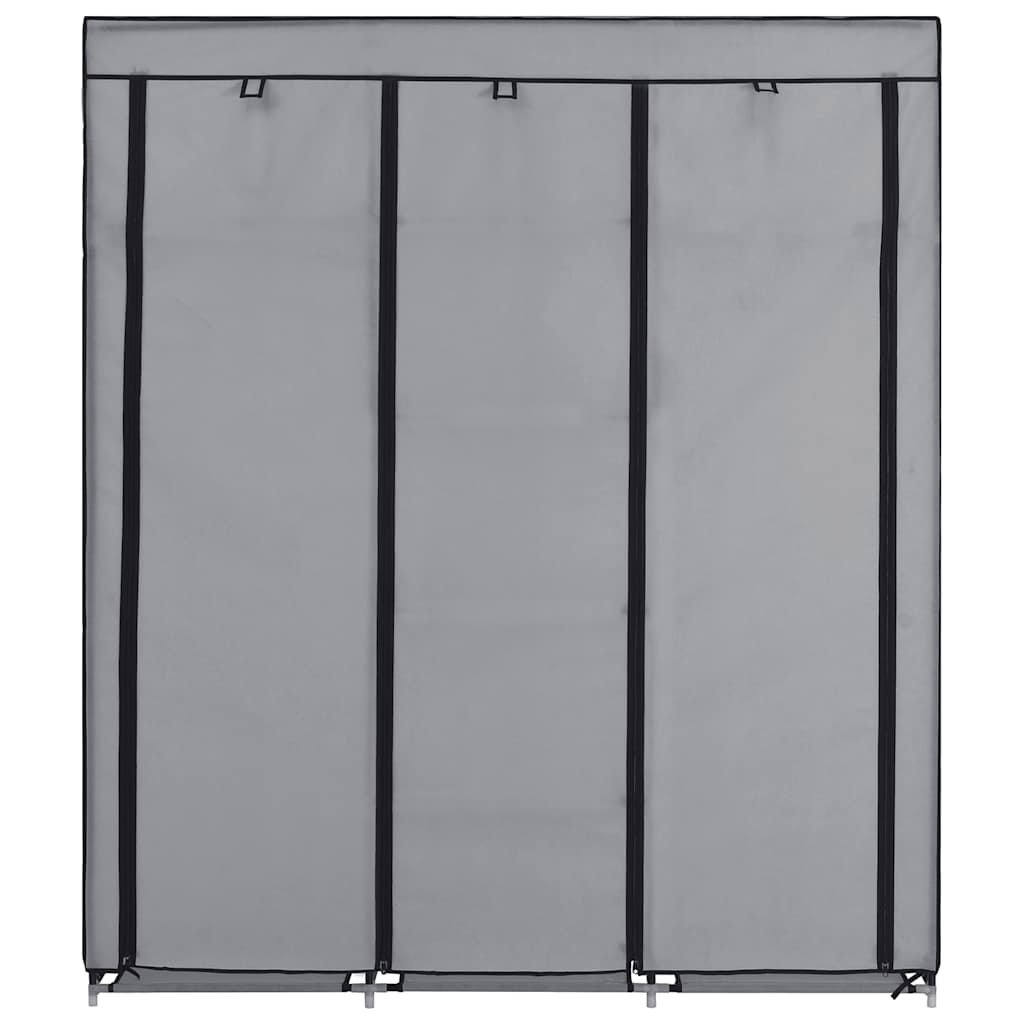 klædeskab med rum og tøjstænger 150 x 45 x 175 cm stof grå