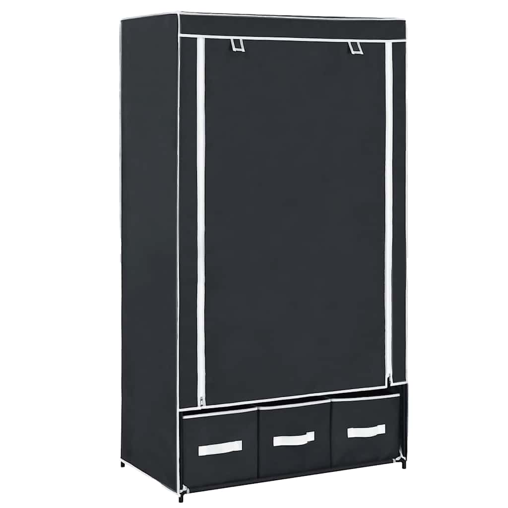 klædeskab 87 x 49 x 159 cm stof sort