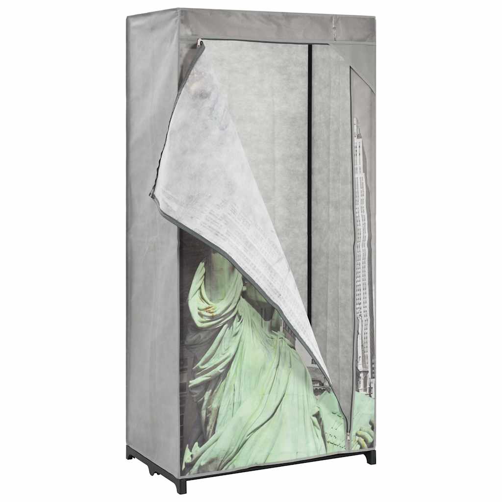 klædeskab 75 x 45 x 160 cm stof New York-mønster