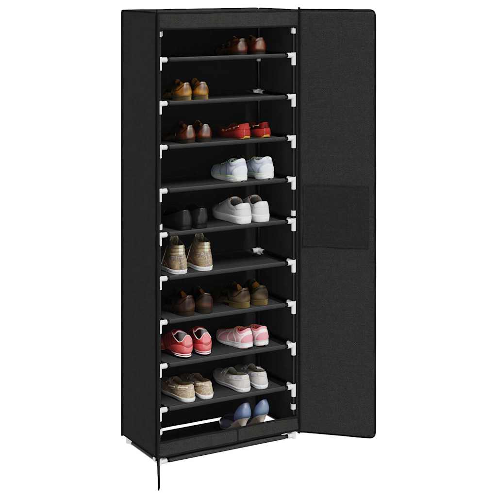 skoskab 60 x 30 x 166 cm stof sort