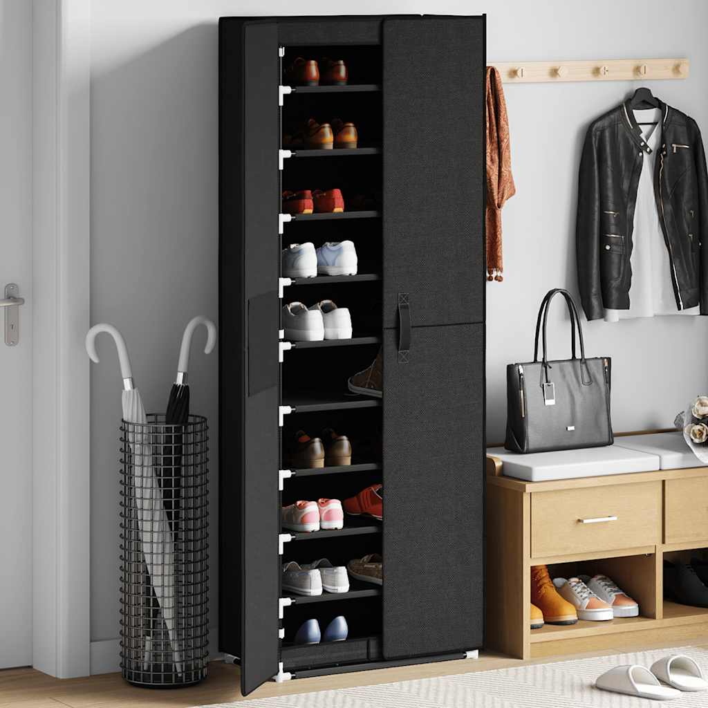skoskab 60 x 30 x 166 cm stof sort