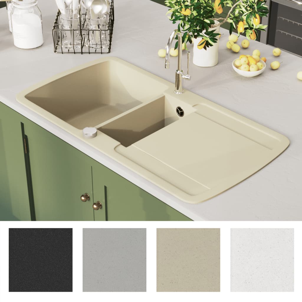 køkkenvask granit dobbelt vask beige