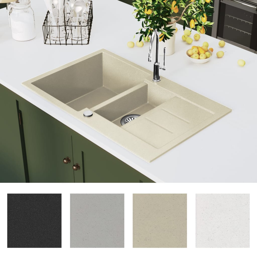 køkkenvask granit dobbelt vask beige