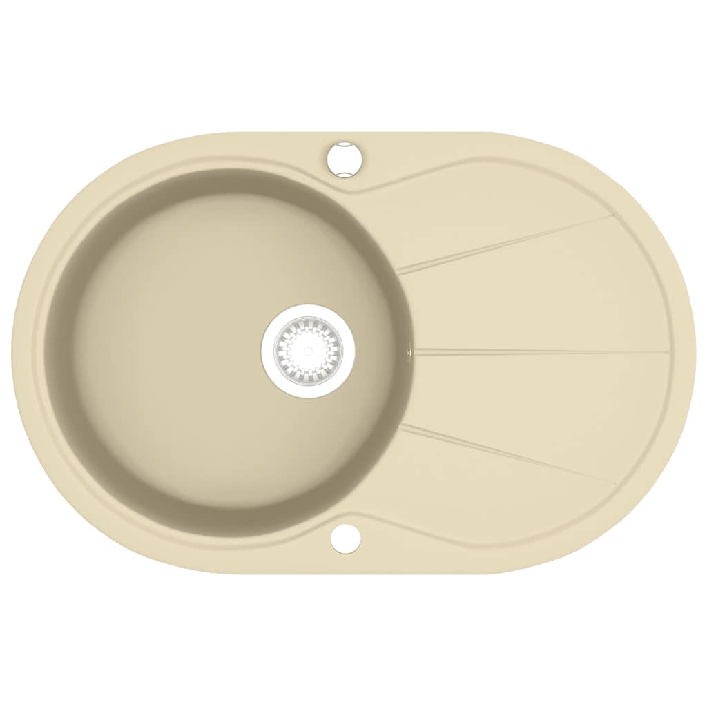 køkkenvask granit enkelt vask oval beige