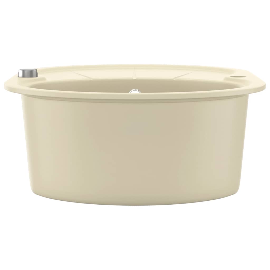 køkkenvask granit enkelt vask oval beige