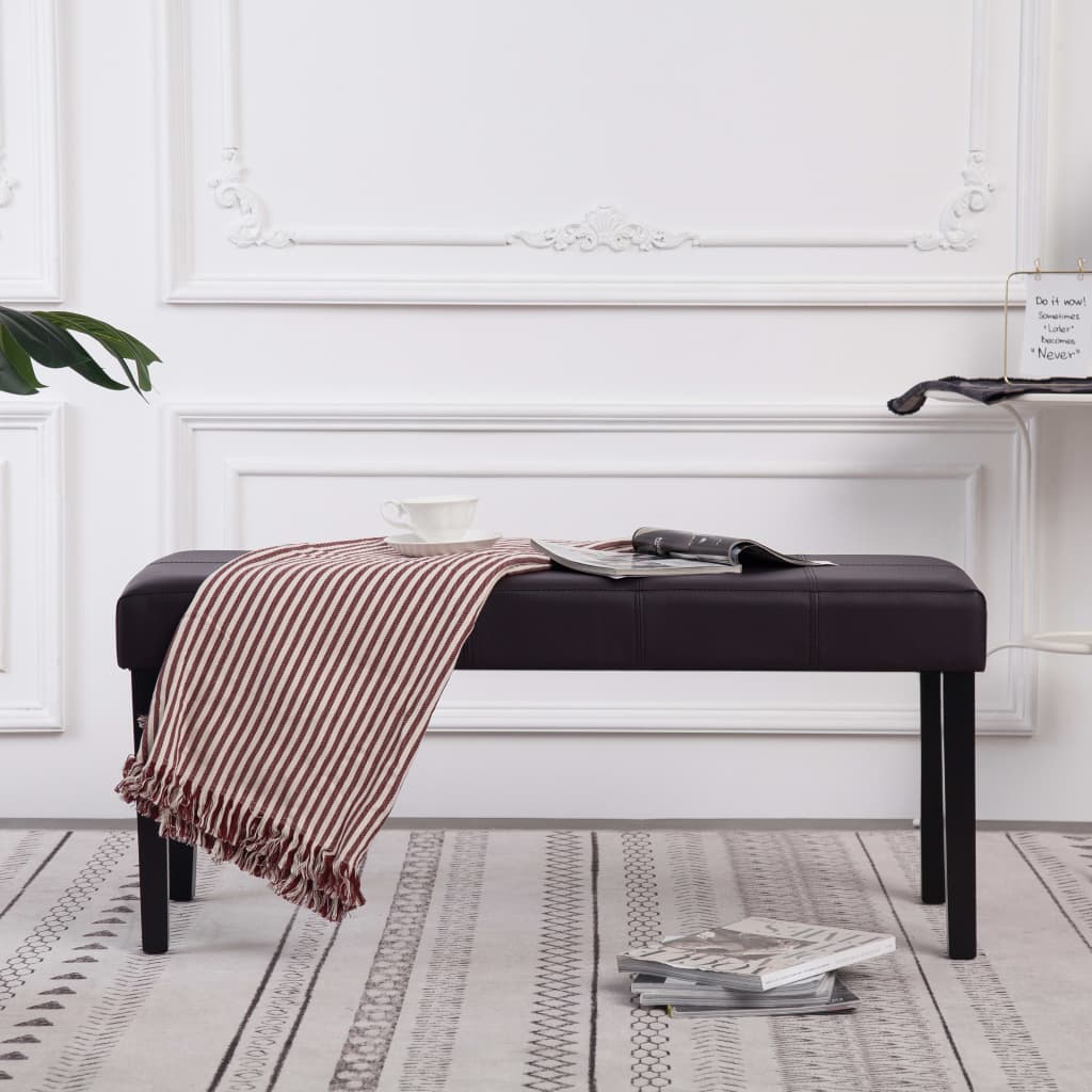 bænk i kunstlæder 106 cm brun